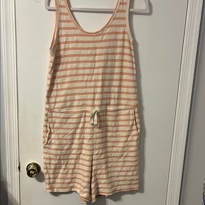 Striped Peach and White Womens Romper L
